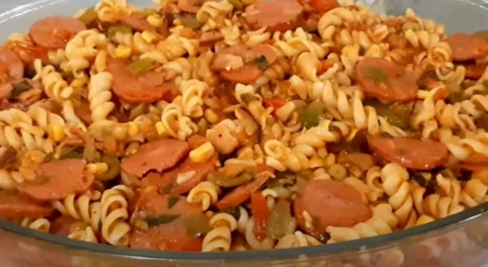 Macarrão de calabresa e bacon